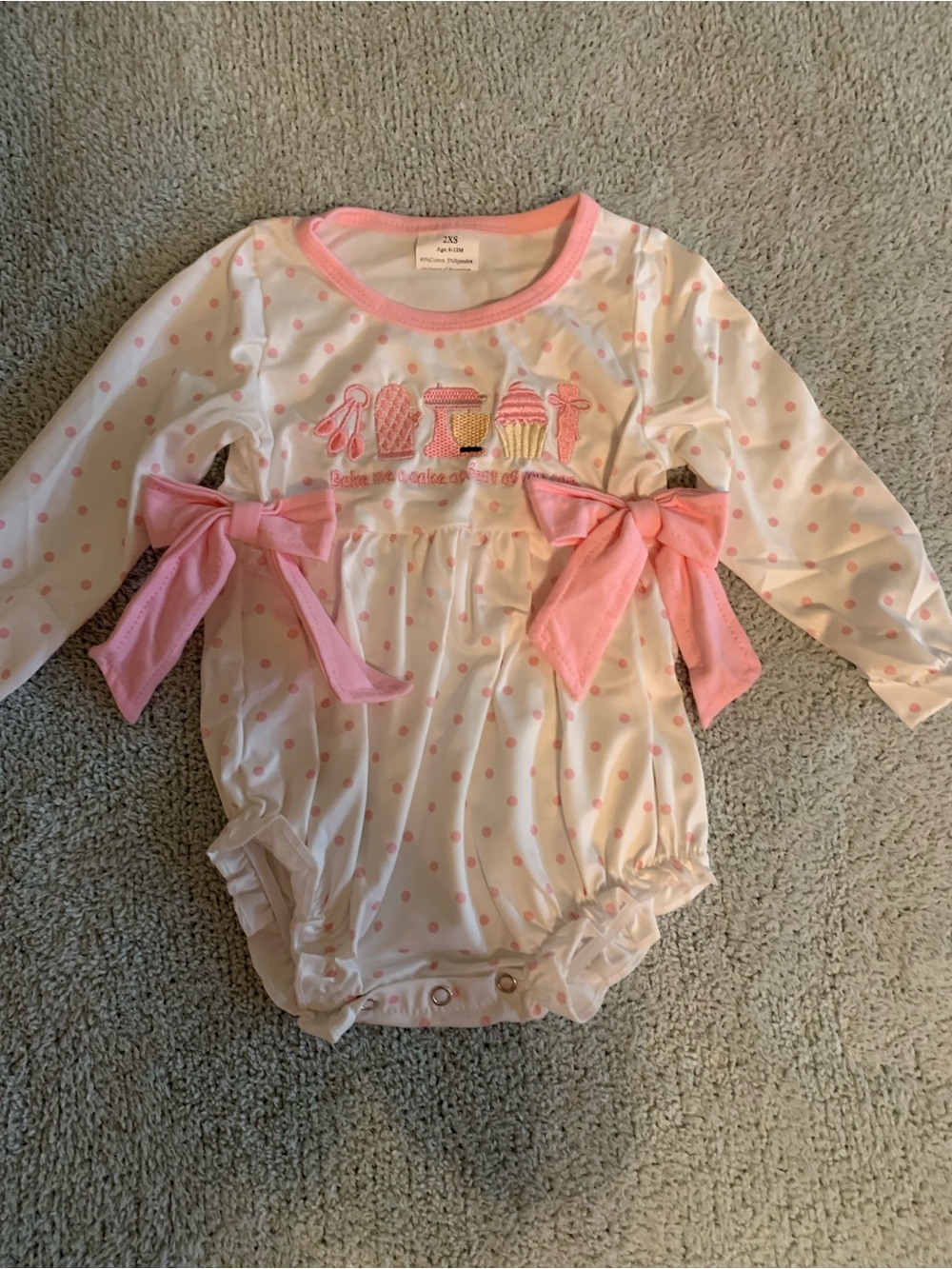 Sweet Cupcake Polka Dot Baby One-Piece in Pink and White